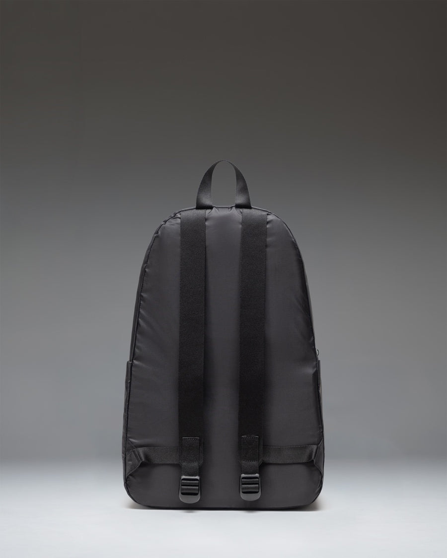 Herschel Supply Co. Rome Packable Backpack in Black Tonal, shown from the front with its classic design and minimalist branding.